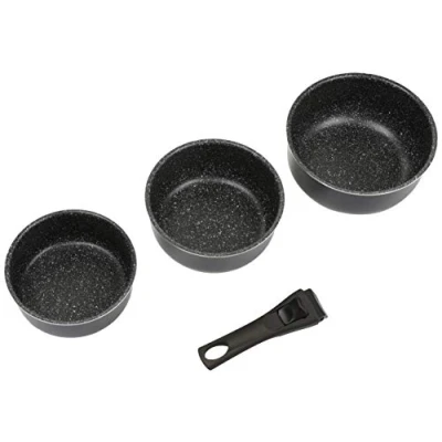 Afbeelding van 5Five Steelpan/sauspan 3x stuks alle kookplaat types aluminium zwart 16/18/20 cm
