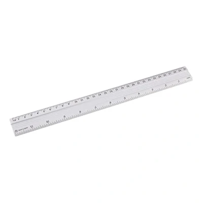 Afbeelding van D.RECT 30 cm aluminium liniaal voor school, kantoor, thuis, zilver