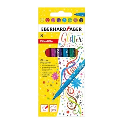 Afbeelding van Viltstiften glitter assorti etui uitwasbaar