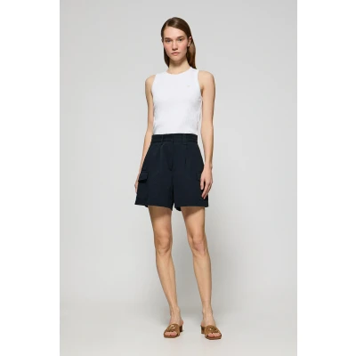 Afbeelding van Polo Club Dames Marineblauwe Korte Broek &#039;Menfis&#039; In Keperstof Met Details 36