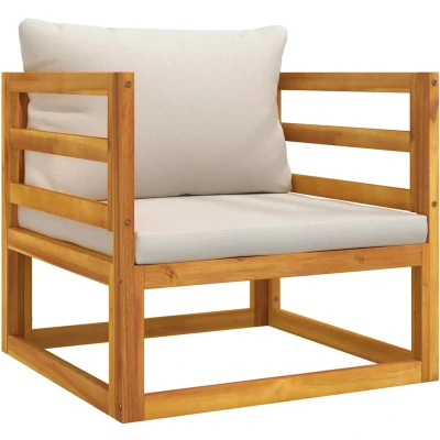 Afbeelding van Loungeset (modulair) Met Kussens Massief Acaciahout 1 / Lichtgrijs Fauteuil