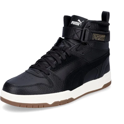 Afbeelding van puma GAME Unisex Sneakers hoog blackpuma team gold, Maat: 37, black gold Leer en imitatieleer