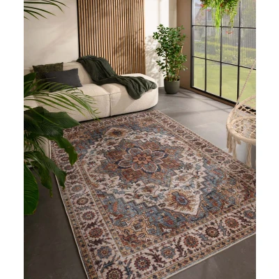 Afbeelding van Vintage Buitenkleed Valenca Brio Beige/lichtblauw 120x160 Cm