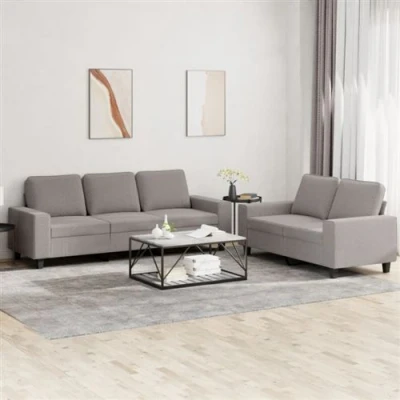 Afbeelding van vidaXL 2 delige Loungeset stof taupe