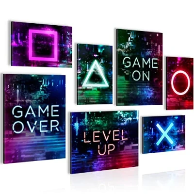 Afbeelding van Game Console Gamer 100 x 70 cm Meteen ophangen muurdecoratie wanddecoratie woonkamer canvas schilderijen slaapkamer