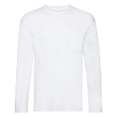 Afbeelding van Fruit Of The Loom Heren Originele T shirt Lange Mouwen (Wit) Maat M