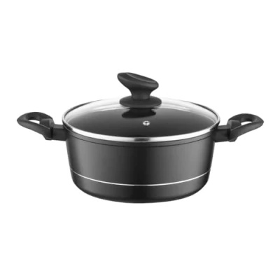 Afbeelding van FLORINA Aluminium kookpan (2,1 l), diameter 20 cm, pan met deksel van DELUX glas, steelpan inductiebodem, voor inductie, alle warmtebronnen, antiaanbaklaag