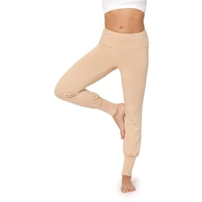 Afbeelding van Bellivalini Yogabroek voor dames, flare cargobroek, streetwear, wijde broek met zakken, hoge taille, legging zomer, sport, BLV50 282, NUDE