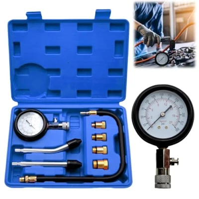 Afbeelding van Compressietester, benzinetester, met bougiemeter en 4 adapters, 0 20 bar of 300 psi, druktester M10, M12, M14, M18 voor auto, vrachtwagen, vrachtwagen