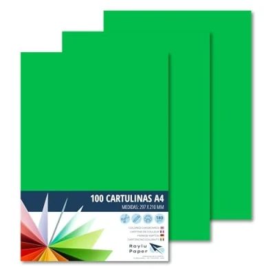 Afbeelding van Raylu Paper® 100 stuks groene A4 180 g 210 x 297 mm indexkaarten, kaarten voor boekbinders, kantoorwerk, tekenen, knutselen schoolgebruik (biljartgroen)