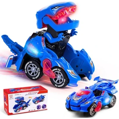 Afbeelding van Dinosaurus Transformerende Auto Elektrische Speelgoed Automatische Met Knipperende Lichten En Geluid Voor 3 7 Jaar Oude Jongens Meisjes Educatief Verjaardag Kerstcadeaus Kinderen