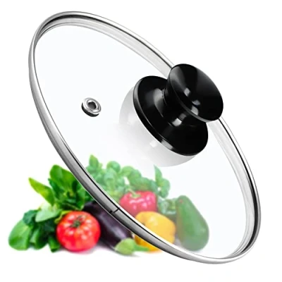 Afbeelding van KADAX Universeel glazen deksel met glanzend zwart handvat, hittebestendig, verkrijgbaar in verschillende maten, voor pan, pan (20 cm)