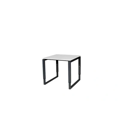 Afbeelding van Domino Plus bureau, hoogte instelbaar (62 85cm) met 80x80cm &#039;zwevend&#039; licht grijs 25mm blad en zwart (RAL9011) O poot frame