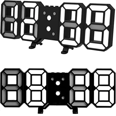 Afbeelding van Retoo Electronic Digitale 3D led klok met USB en grote cijfers, 12/24 uurs weergave, temperatuurweergave, kalenderweergave voor slaapkamer, woonkamer, keuken, kantoor