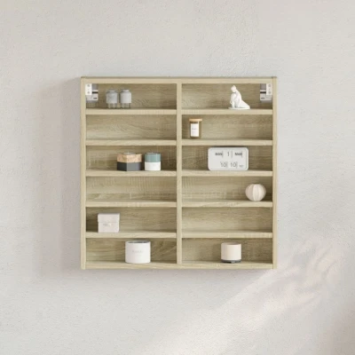 Afbeelding van Vitrinekast 60x8,5x58 cm bewerkt hout sonoma eikenkleurig