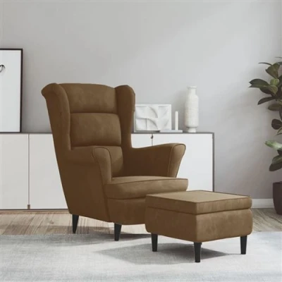 Afbeelding van vidaXL Fauteuil met voetenbank fluweel bruin