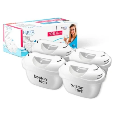 Afbeelding van Boston Tech Hydro Pure+ waterfilterset, 4 stuks, compatibel met Brita Maxtra/Maxtra+/PerfectFit/Basics karaffen verminderen kalk en chloor, geen adapter nodig