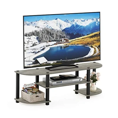 Afbeelding van Furinno Turn S Tube Large tv Entertainment Center, kast, Frans eiken/zwart, 120 (L) x 40 (H) 34 (D) cm