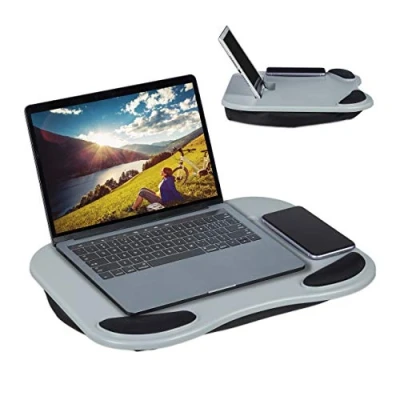 Afbeelding van Relaxdays laptopkussen schoot kniekussen laptop laptoptafel schootkussen grijs
