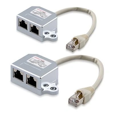 Afbeelding van kwmobile netwerk kabel splitters ISDN/LAN connector Adapter voor stopcontacten Ethernet koppelstuk 2 stuks