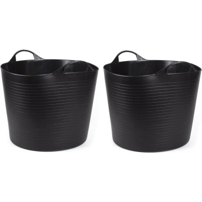Afbeelding van 2x Benson Wasmand flexibel rond zwart 45 liter
