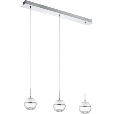 Afbeelding van EGLO Montefio 1 Hanglamp 3 Lichts LED Chroom Glas, Kristal Wit, Helder