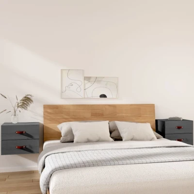 Afbeelding van Nachtkastjes 2 st wandgemonteerd 50x36x40 cm grijs