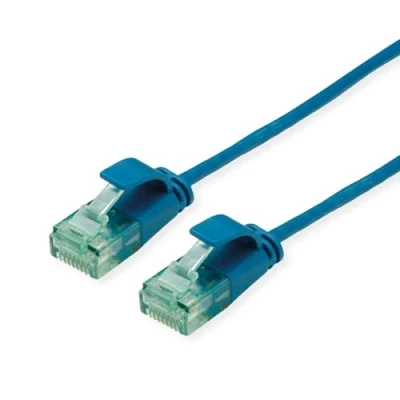 Afbeelding van ROLINE RM UTP DataCenter Patchkabel Cat.6A (Klasse EA), extra dun, blauw, 0,3 m