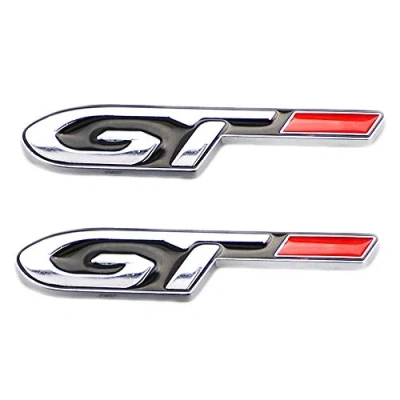 Afbeelding van 2 stuks GT emblemen 2017 2018 2019 2020 logo zijstickers (zilver)