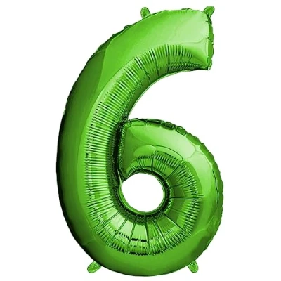 Afbeelding van envami Verjaardagsballon 6 jaar groen 101 cm cijferballon decoratieve verjaardagsset voor jongens Happy Birthday decoratie ballon zweeft dankzij helium