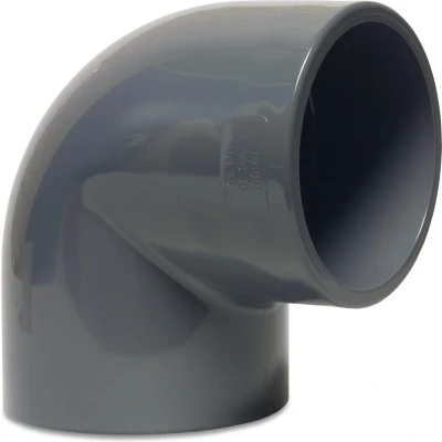 Afbeelding van Knie 90 graden PVC U 75 mm lijmmof 16 bar grijs
