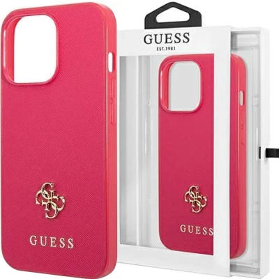 Afbeelding van Guess GUHCP13LPS4MF iPhone 13 Pro / 6.1 roze/roze hardcase Saffiano 4G klein metalen logo