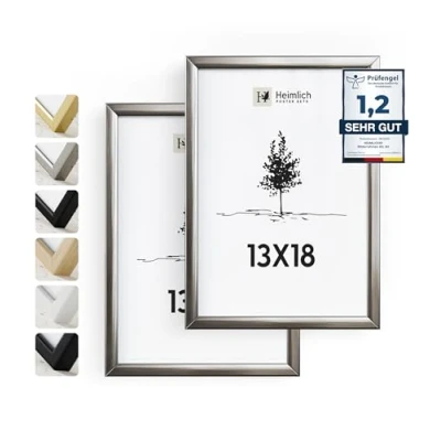 Afbeelding van Heimlich® Set van 2 fotolijsten 13x18 cm champagne zilver metaal kleine collage metalen frame aluminium fotolijst