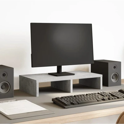 Afbeelding van vidaXL Monitorstandaard 50x27x10 cm bewerkt hout betongrijs
