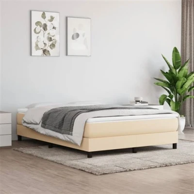 Image de vidaXL Sommier à lattes de lit avec matelas Crème 140x190 cm Tissu3137394
