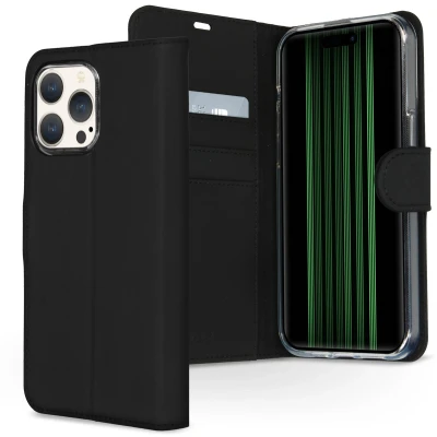 Afbeelding van Accezz Hoesje Geschikt voor iPhone 15 Pro Max Met Pasjeshouder Wallet Softcase Bookcase Zwart