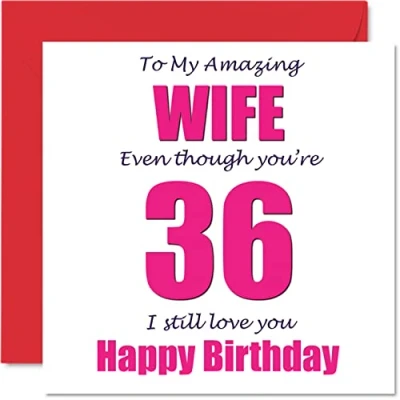 Afbeelding van Grappige verjaardagskaarten voor vrouwen 36 I Still Love You Verjaardagskaart vrouw van echtgenoot, partner, zesendertig zesendertigste vrouw, grappengeschenken, 145 mm x