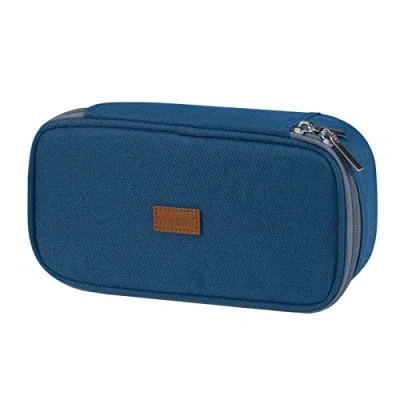 Afbeelding van pennenetui met ritssluiting, enkele etui, pennenetui, organizer voor tieners, jongens en meisjes, Donkerblauw,