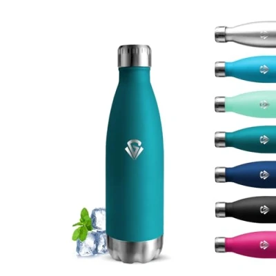 Afbeelding van Grsta 500 ml thermosfles, BPA vrij, roestvrijstalen fles, lekvrij, 0,5 liter 18/8 roestvrij staal, metalen fles voor scholen, camping, kantoor, reizen