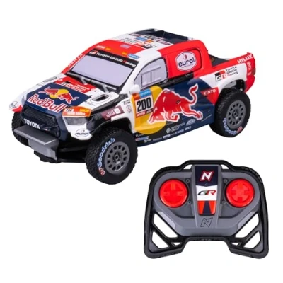 Afbeelding van Nikko RC Auto Dakar Night Mode: Toyota Gazoo Racing Red Bull 9 km/h Led Verlichting voor kinderen vanaf 6 Jaar Blauw/Rood 1:18