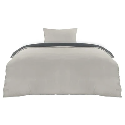 Afbeelding van Utopia Bedding Dekbedovertrekset, dekbedovertrek van zachte microvezel 135 x 200 cm met een kussensloop 50 75 cm, beddengoedset Donker en lichtgrijs