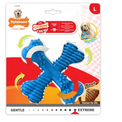 Afbeelding van Nylabone Extreme Chew X Bone Beef Blauw