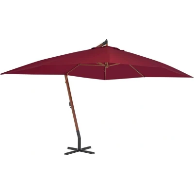 Afbeelding van Zweefparasol met houten paal 400x300 cm bordeauxrood