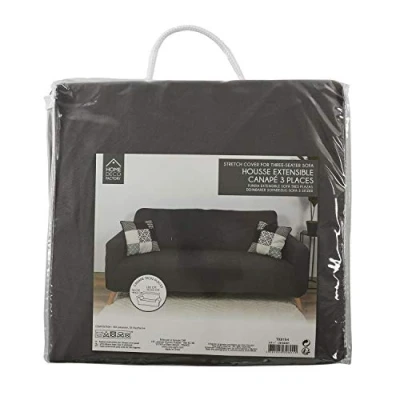 Afbeelding van Rekbare bankhoes voor driezitsbank, grijs, decoratie binnen, plaid en sprei