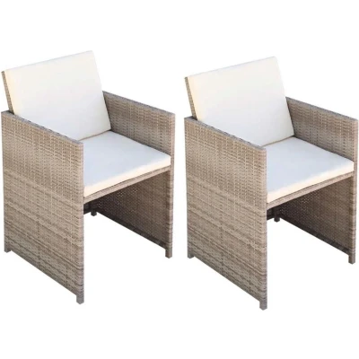 Afbeelding van Tuinstoelen 2 st met kussens poly rattan beige