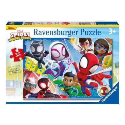 Afbeelding van Ravensburger puzzel Spidey en zijn ongelooflijke vrienden, Marvel, kinderpuzzel, 35 stukjes, met voor kinderen vanaf 3 jaar, puzzelformaat 26,5 x 18 cm