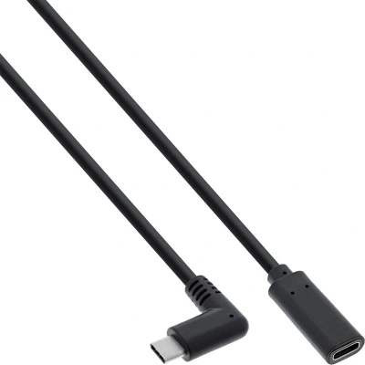 Afbeelding van Premium USB C haaks naar verlengkabel USB3.2 (tot 10 Gbit/s) PD tot 20V/3A / zwart 0,50 meter