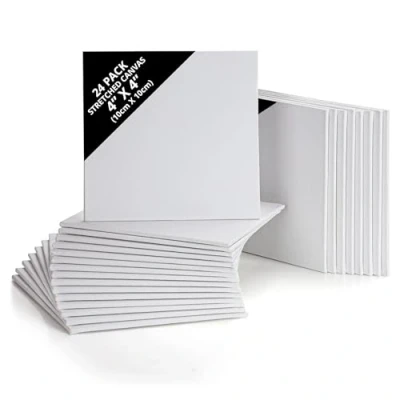 Afbeelding van Belle Vous Blank Canvas (24 Pak) 10 x cm Voorgerekte Paneelborden Geschikt voor Acryl en Olieverf, Maar ook Schetsen Tekenen