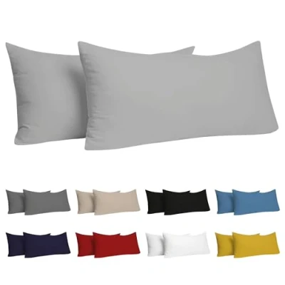 Afbeelding van Dreamzie Kussensloop 70 x 40 cm (2 stuks) 100% katoen jersey 150 GSM Antraciet Duurzame en Hypoallergene Kussenovertrek voor Hoofdkussens