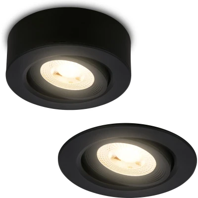 Afbeelding van Briloner Desi LED opbouwspot 2 in 1 inbouwspot 7991015 en Verstelbaar Vlak Warm wit licht Ø9 x 3 cm Zwart